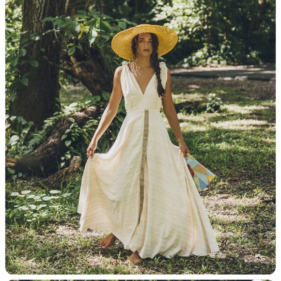 Natural Rough SORAYA Artisan Organic Cotton Maxi Dress - Picture 1 of 9